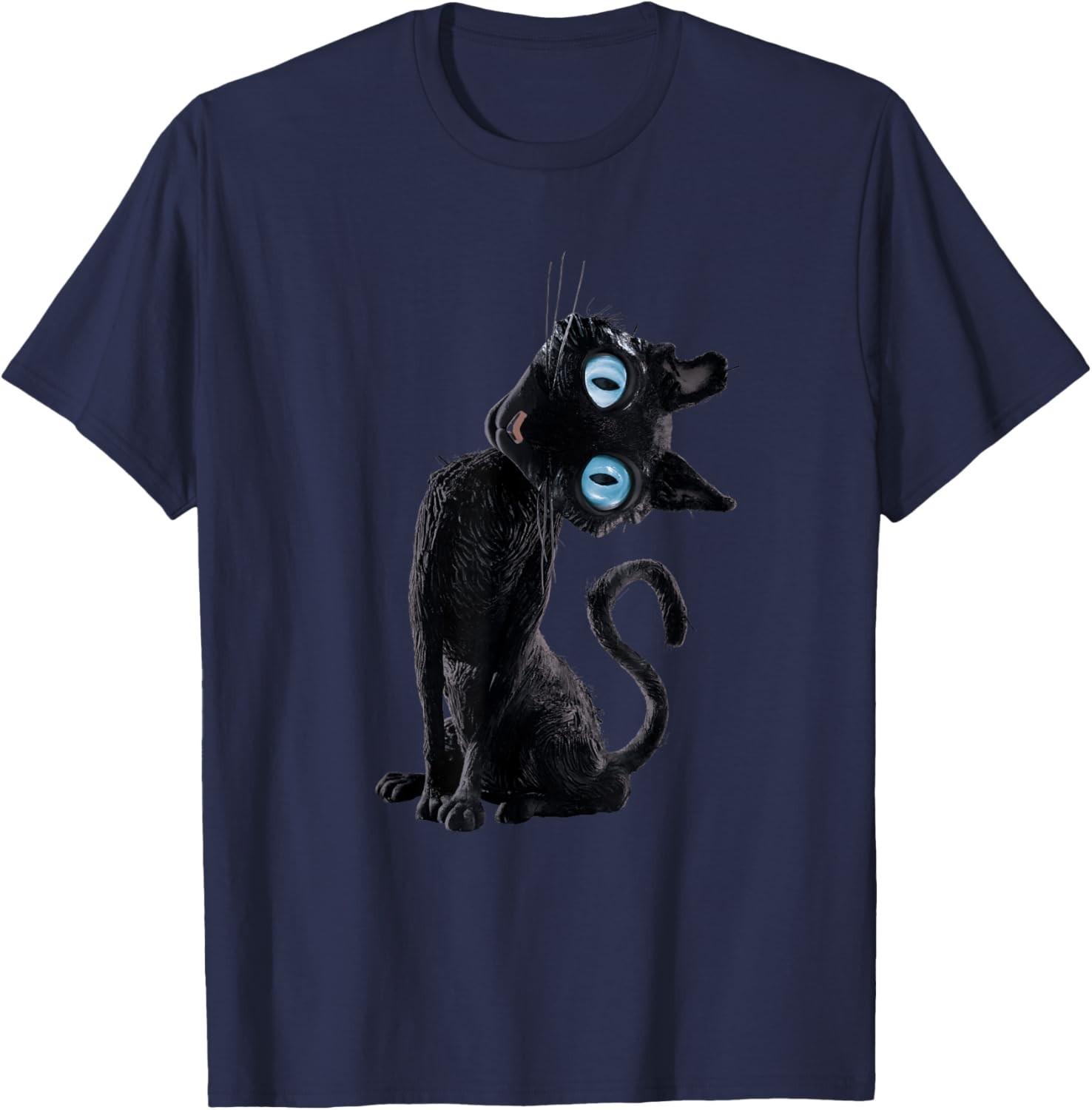 Black Cat Lazy Cute Meme Button Eyes Kitty Lovers T-Shirt Mens Womens Tees Top unisex T-Shirt Mens Womens Tees Top XL