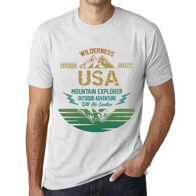 Herren Vintage T-Shirt Grafik T-Shirt Mountain Explorer USA Vintage Weiß