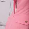 ZANZEA Damen Quadratkragen Lässig Kurzarm Elegantes Kleid
