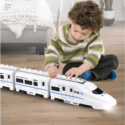 Kids High Speed Railway Train Toy DIY Electric Sound Light Model Educational Interactive Simulation Train for Boys Girls Gift