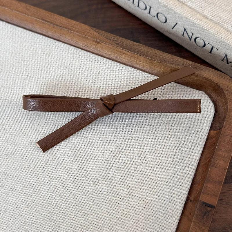 Leather Hair Clips Retro Bowknot Hairpins for Girls Sweet Barrettes Hairpin Hairgrips Women Fashion Hair Accessories Headwear