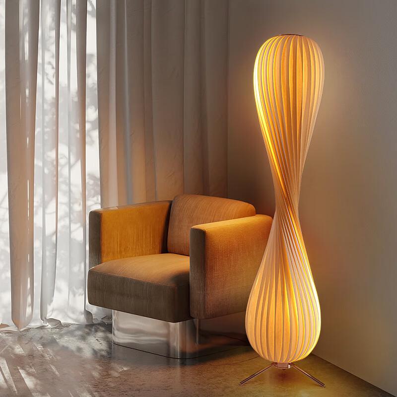 Log Wood Floor Lamp with Remote Control