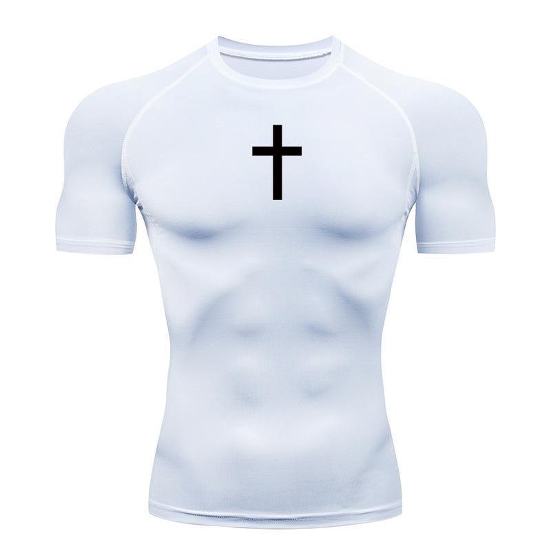 Magliette a Compressione per Allenamento Cristiano Magliette Sportive Asciugatura Rapida Uomo Palestra Fitness Maglie Intime Top Manica Corta Rash Guard