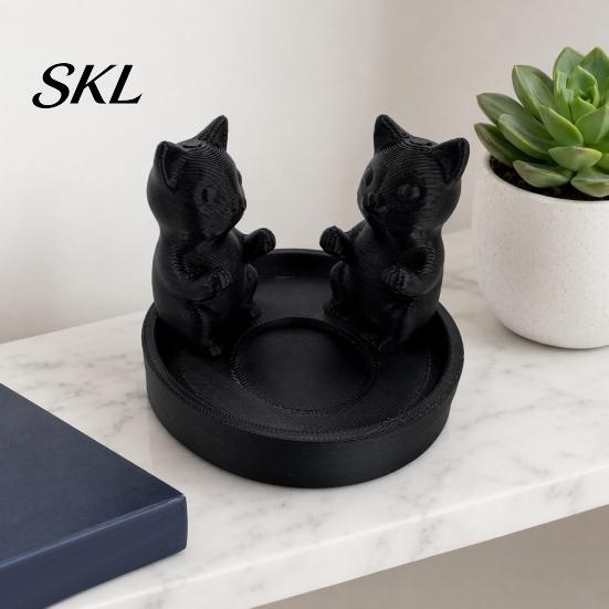 Modern Cat Desktop Accessory 3D Printed Candle Holder, Matte Sanding Aesthetic Decor, Integrated Showcase Display Smooth Curved Sculpture, Home