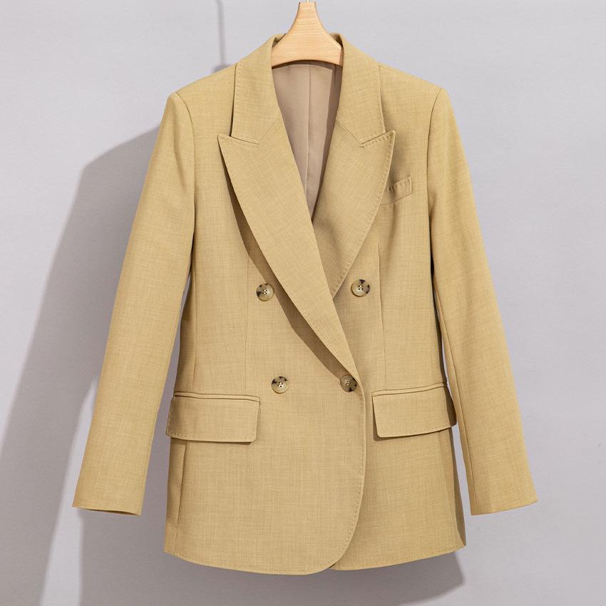 Women's Double-Breasted Slim-Fit Blazer - Formal High-End Jacket for Spring and Autumn