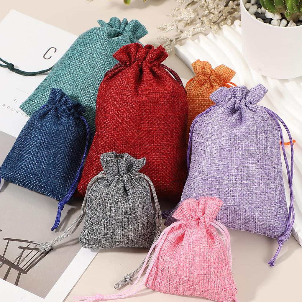 PATIKIL Set of 50 Drawstring Bags, 4x5.5 Inch, Burlap Reusable Gift Bags, Jewelry Pouches for Parties, Christmas, and Events, Orange