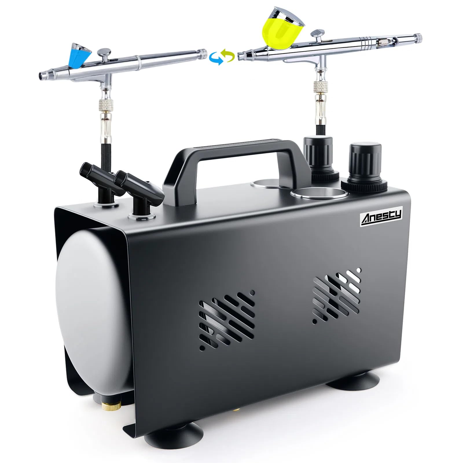 

Аэрокомпрессор Anesty AHPTrunk с цветом включает два независимо регулируемых воздуха Тихий и мощный для непрерывного использования 2-в-1 Одно касание чёрный