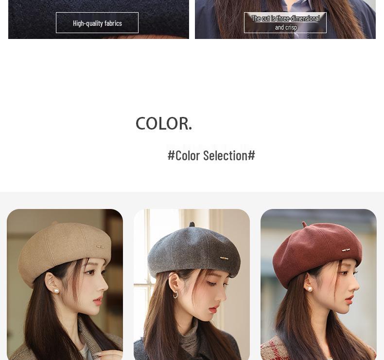 Damen Koreanische Mode Street Baskenmütze - Herbst/Winter Warme Schiebermütze für einen schlankeren Look