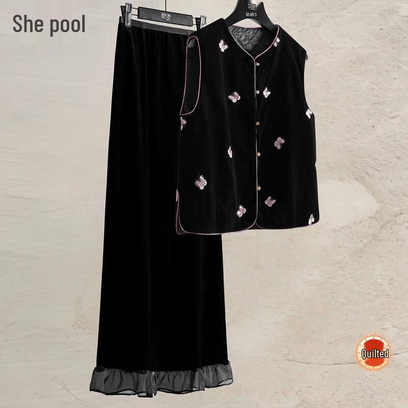 

Женский теплый хлопковый жилет Shechi в китайском стиле с вышивкой бабочек L