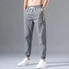 2023 Men's Korean-Style Ice Silk Casual Pants, Quick-Drying, Trendy, Loose-Fit Nine-Point Sports Pants for Summer.