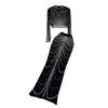 Diamond Stand-Collar Gauze Fishtail Skirt Fashion Suit
