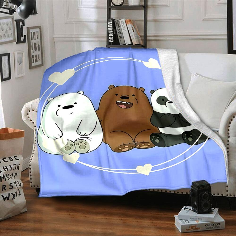 1pc Manta de Franela We Bare Bears Ligera Suave Cálida Manta para Todas las Estaciones para Sofá, Cama, Viaje,L1028148