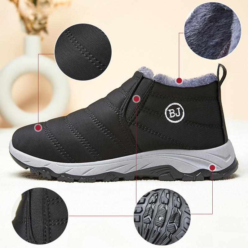 New Cotton Shoes Large-sized Cotton Boots Fleece and Thickened Ankle Boots Warm Snow Boots