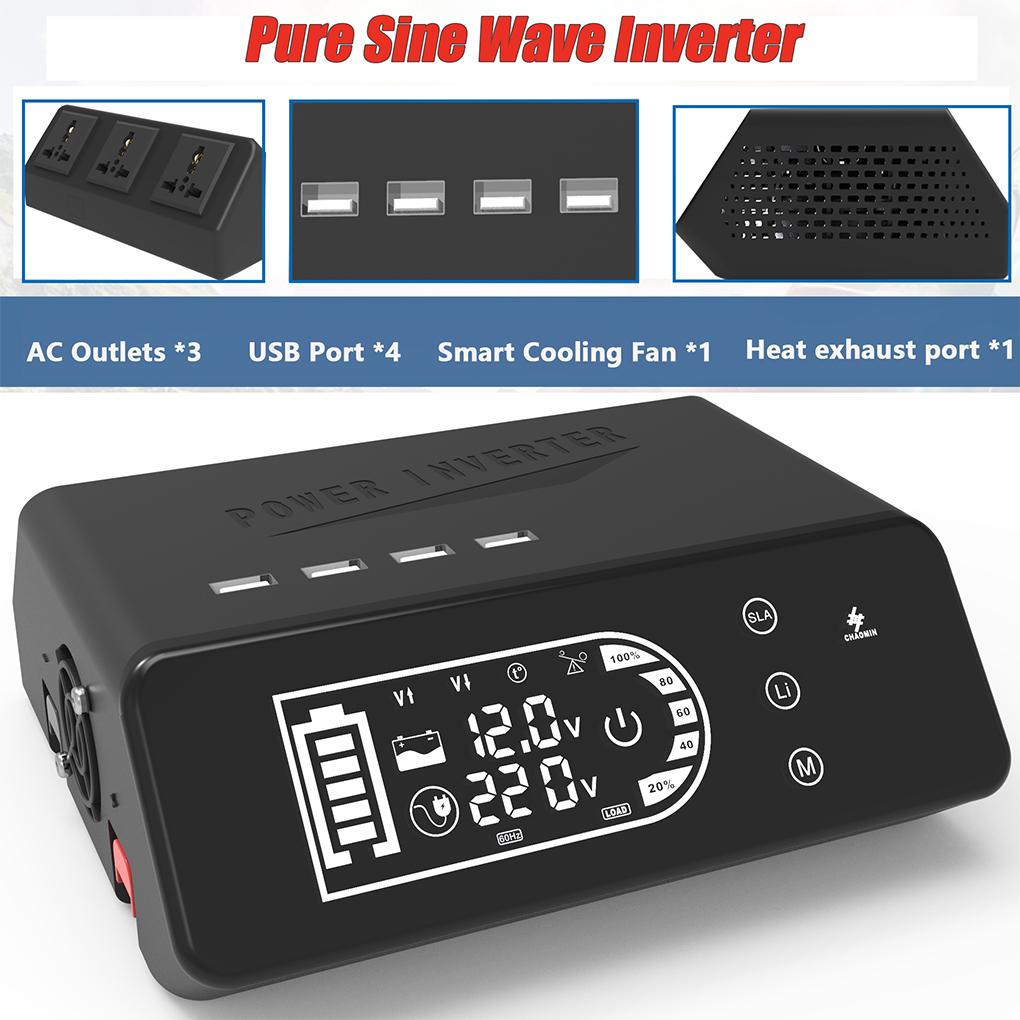Pure SineWave Portable Inverter Car Power Inverters Inverter Pure Sine Power Inverters Versatile DC12V to 110V/220V