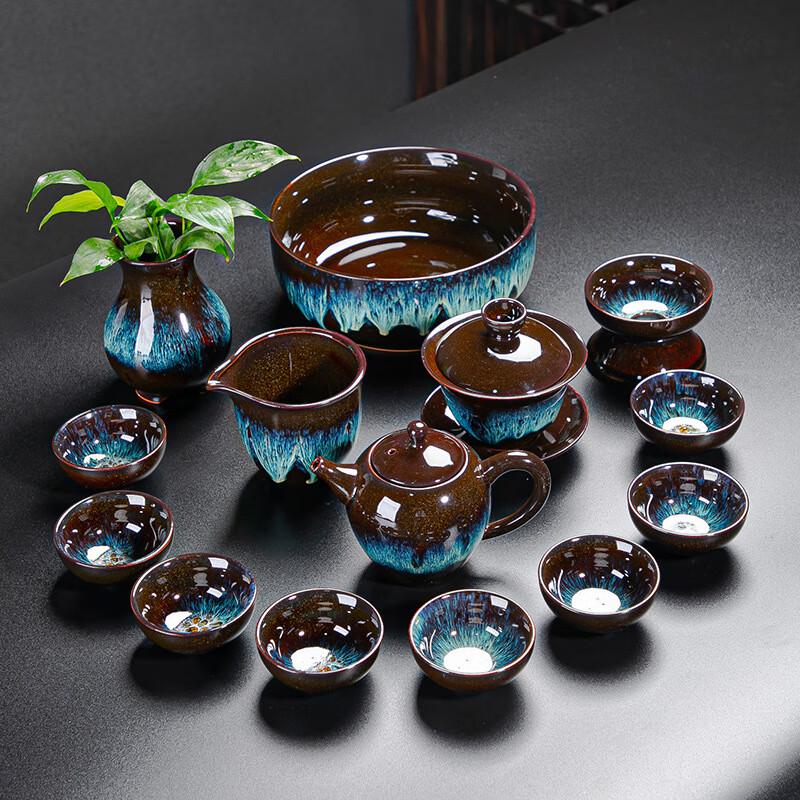 Lilang Jun Kiln Sand Gold Glaze Kung Fu Tea Set