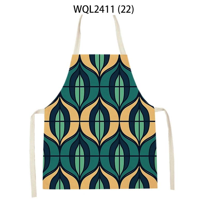 Geometry Stripe Triangles Pattern Kitchen Apron for Women Linen Bibs House Cleaning Pinafore Home Cooking Apron Accessories 47x38cm