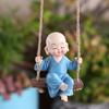 Mönch auf Schaukel Ornament Harz Kleiner Novizenmönch Figur mit Aufhängeseil Schaukel Buddhistischer Mönch Dekoration für Zen-Garten Meditationsraum