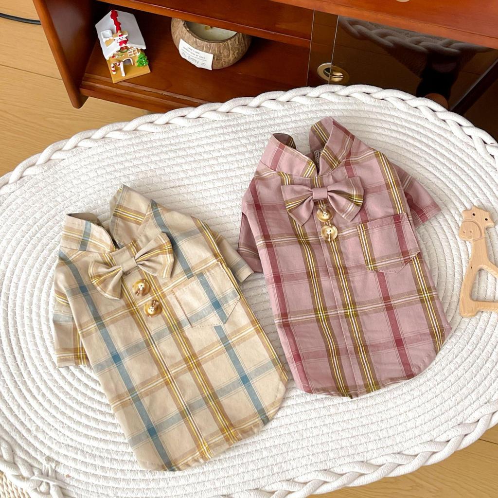 Plaid Breathable Dog Shirt for Indoor & Outdoor Use