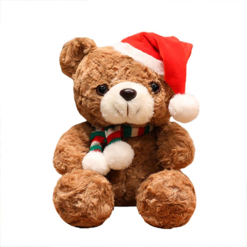 Christmas Hat Teddy Bear Doll Plush Toy Christmas Bear Doll Grabber Ragdoll Gift Cross