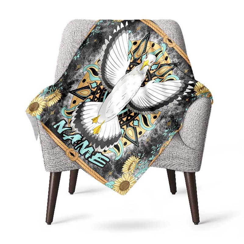 Bird And Sunflower Customize Your Name Blanket Used For Chair Office Sofa Bed Camping Soft And Warm Giving Friends And Relatives Birthday Graduation