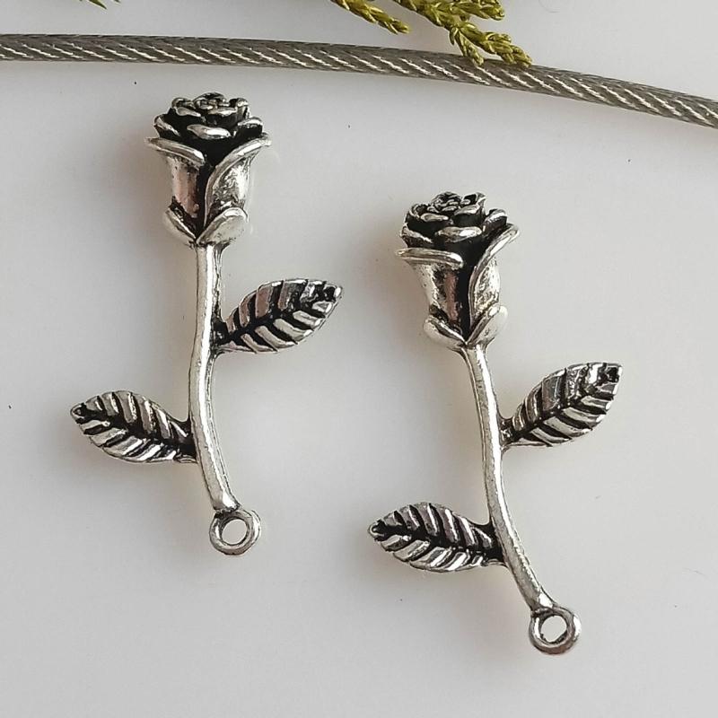 1 Pair Gothic Rose Earrings Round Bead Black Gem Pendant Rose Earrings Punk Jewelry for Women Girls Ladies Accessories