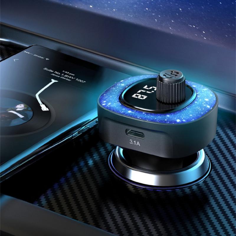 Car Blutooth FM Transmitter Mutifunction TYPE-C Digital Display Auto  Charger Mp3 Player Cigarette Lighter Adpter With Light