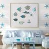 10pcs/set Wooden Fish Hanging Beach Theme Bathroom Fish Wall Decor Art Nautical Coastal Ocean Home Decoration