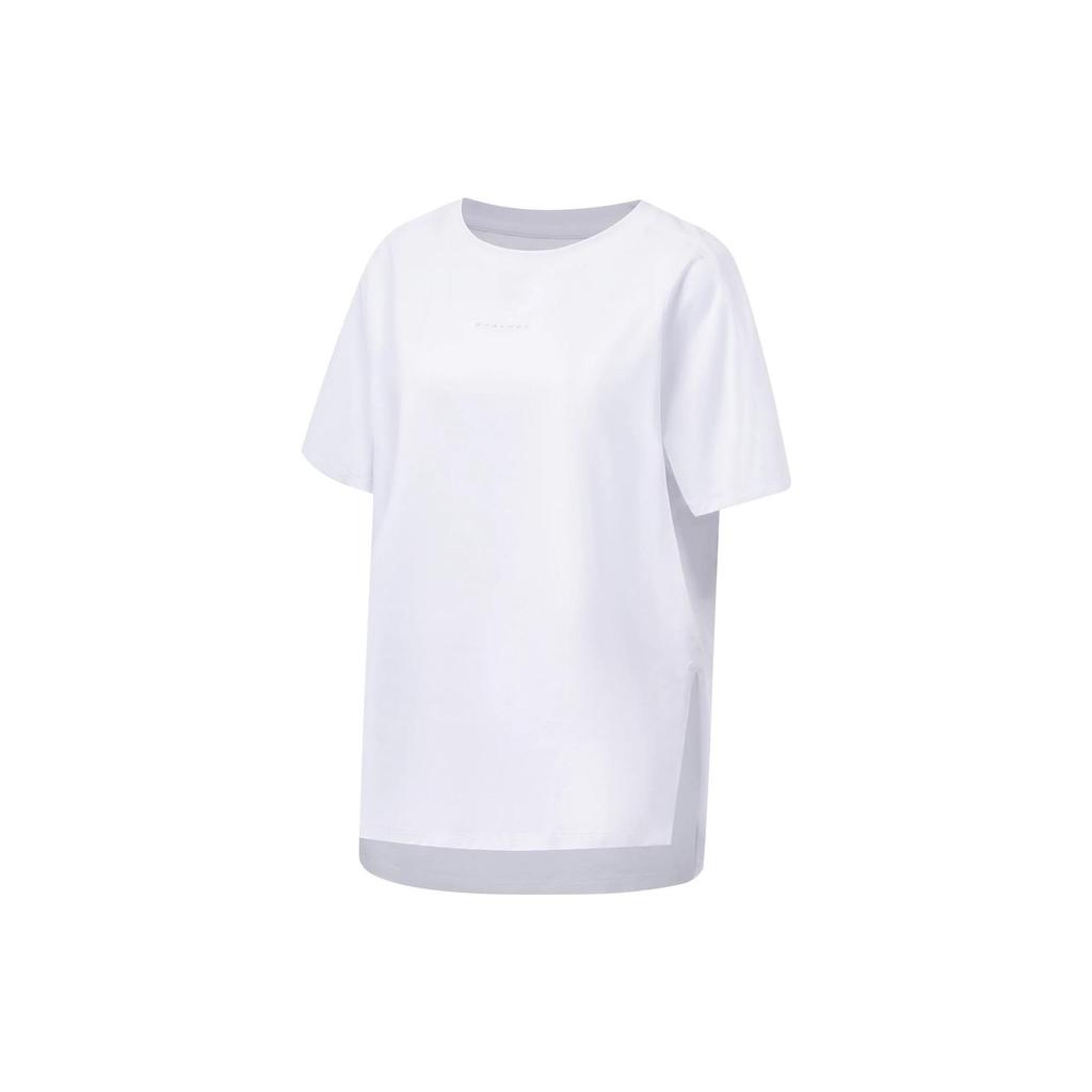 Li Ning Fitness Series Letter Print Moisture-Wicking Loose Short Sleeve T-Shirt Women Tops Standard-White ATST224-5
