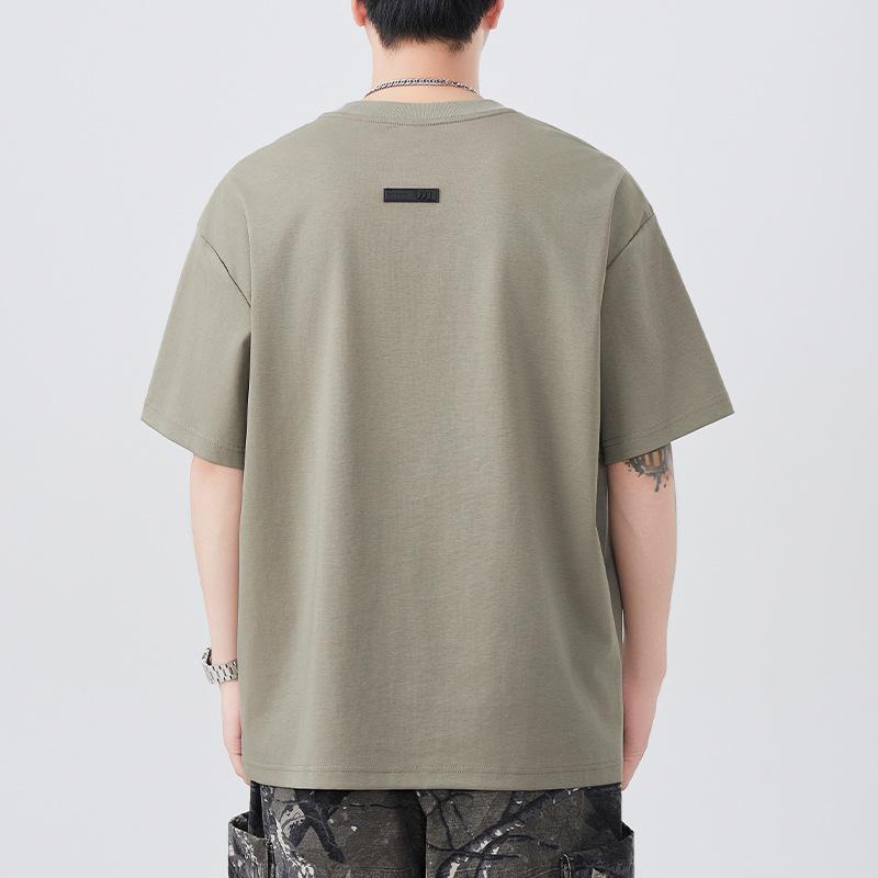 New Summer Short-sleeved T-shirt for Men Loose Round Neck Embroidered Five-point Sleeve T-shirt Versatile Short T-shirt