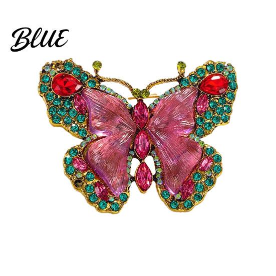 Enamel Butterfly Pin Women Brooch Sparkling Rhinestones Faux Pearl Butterflies