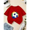 Kids Short Sleeve Crewneck T-Shirt, Football Print Fashion Casual Summer Kids Tops