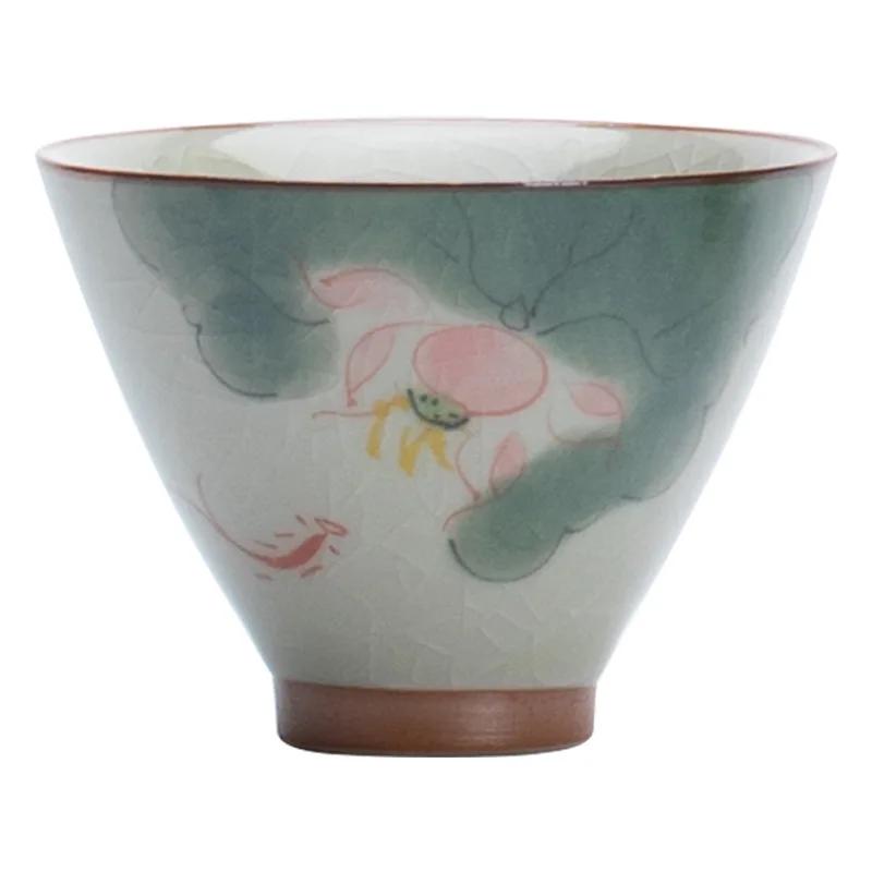 Chinese Style Ge Kiln Master Cup Handmade Ceramic Tea Cup Single Cup Tea Tasting Cup Kung Fu Tea Set Teacup