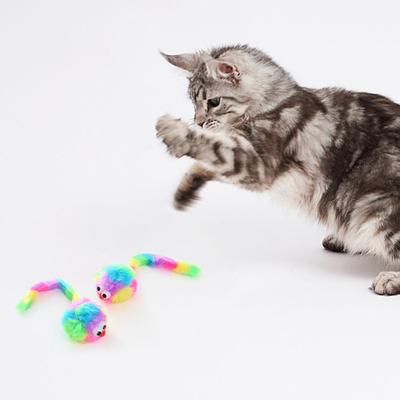 Yousheng Colorful Plush Mouse Cat Toys Interactive Nerdy Big Eyes with Cute Shape Vibrant Colors Bite Resistant Relieve Boredom Cat Play Toys