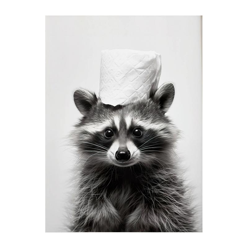 Room Murals Wall Art Poster Otter Cat Tiger Canvas Painting Funny Bathroom Home Decor Cute Animals Toilet Paper Living