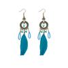 Seaside Vacation Fringed Feather Earrings Women's Long Retro Exotic Ethnic Style Stud Earrings Bohemian Earrings