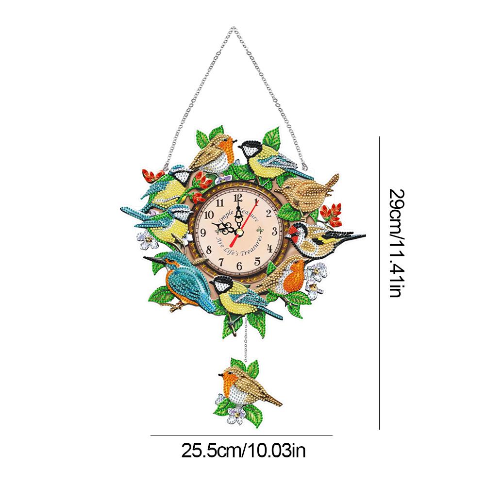 Acrylic Special Shaped Animals Colorful Crystal Diamond Clock DIY Diamond Painting Clock Kit Hanging Sign Living Room Decoration