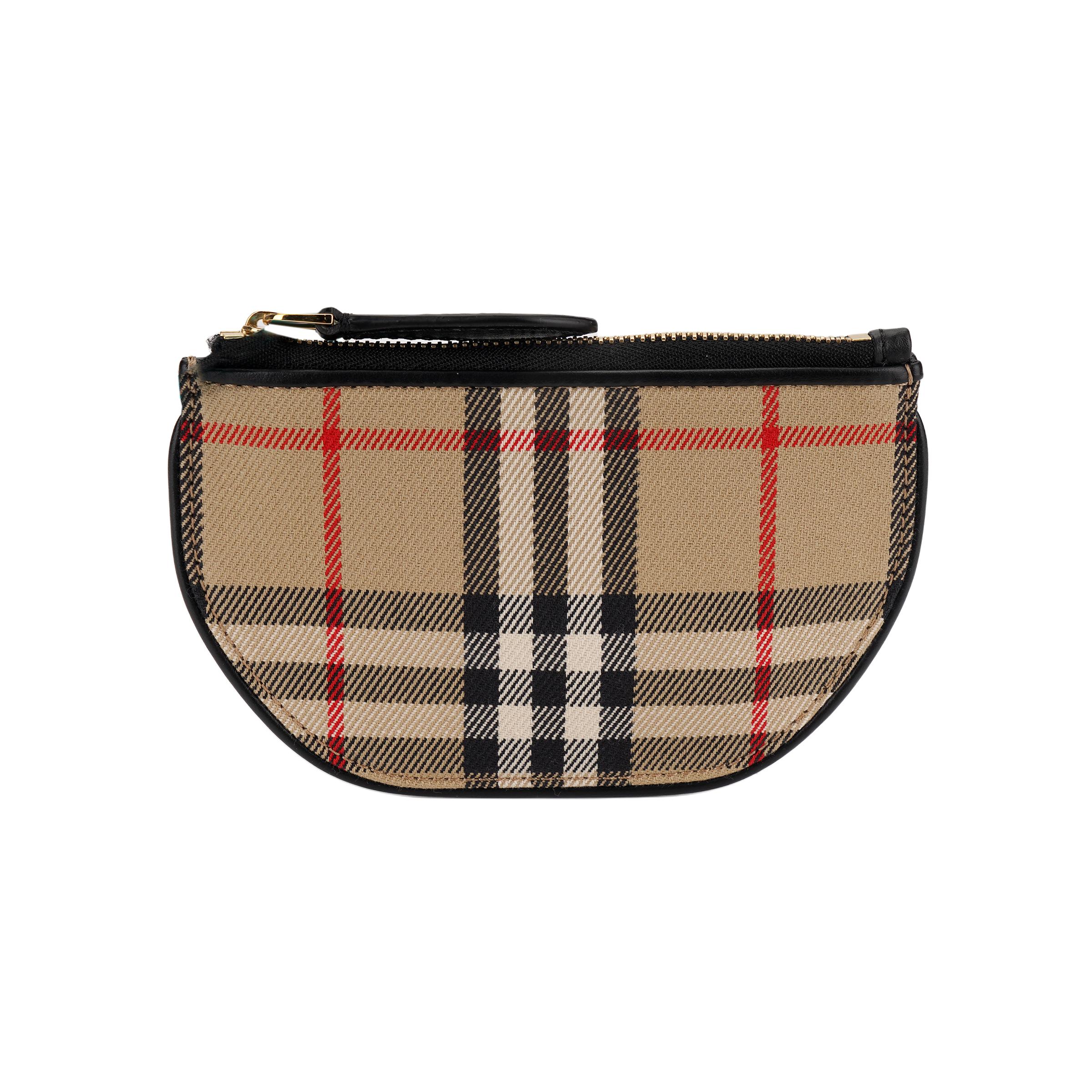 Burberry Olympia Vintage Checkered Elenpiya Zipper Cotton Calfskin Half-Moon Bag Clutch Purse Wallet BasicDust Bag хаки 26170₽