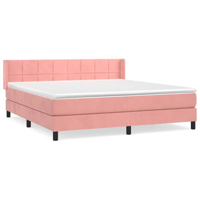 3130972 vidaXL Divan Bed with Mattress Pink 160x200 Cm Velvet