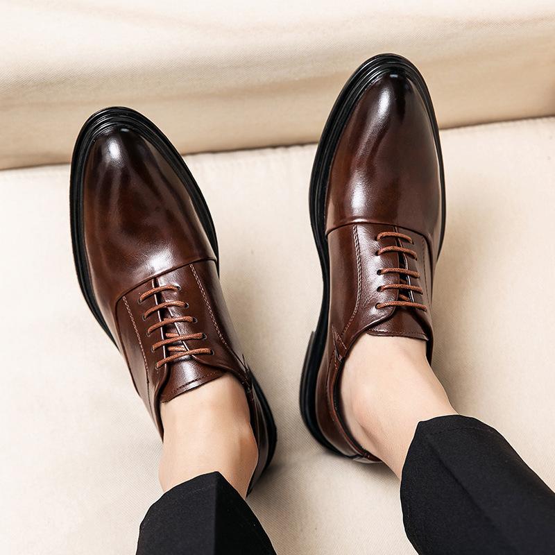 Foreign trade spring new Brock men's shoes British Korean version trend heightening men's business casual leather shoes wedding shoes
