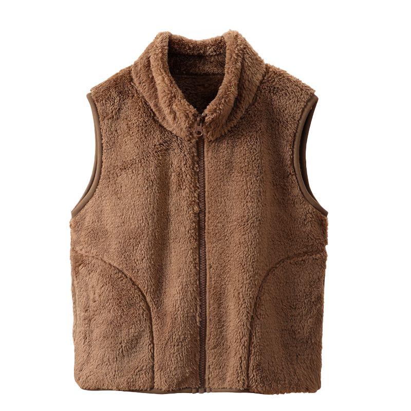 4-12 Years Kids Plush Vest Winter Warm Sleeveless Zipper Coat