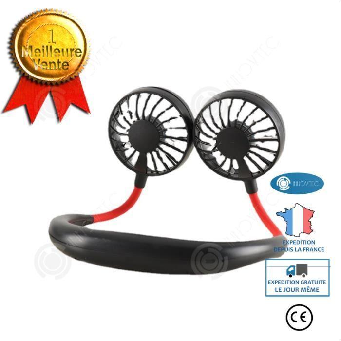 

INN® Qiilu Ventilateur personnel rechargeable Mini Ventilateur Portable Tour de Cou Double Bureau Rechargeable USB Style Suspendu