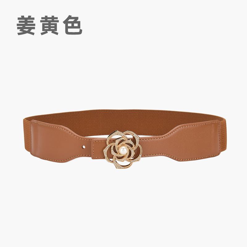 Pearl Buckle Elastic Waist Seal Simple Elastic Belt Women'S Fine Decorative Dress Small Belt With Accessories