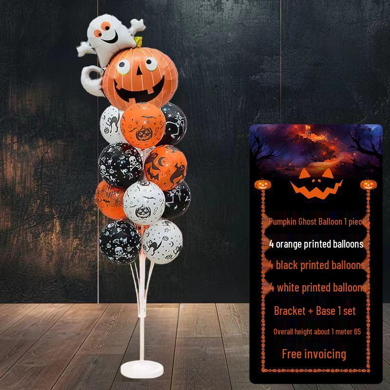 Halloween Pumpkin Skeleton Balloon Columns for Party and Event Decoration