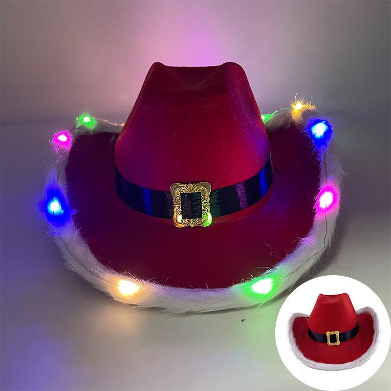 Pearlescent Iridescent LED Light-Up Cowboy Hat for Halloween Party