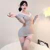 Seductive Lace Trim Bodycon Nightgown Set - Deep V, See-Through, Removable Temptation Style