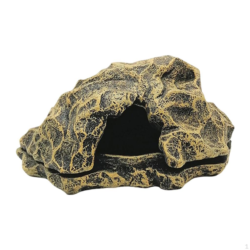 Aquarium Decor Featuring Hiding Cave Made of Resin Rock for Small Reptiles