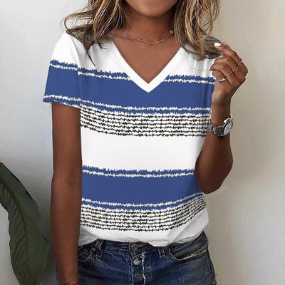Nuova maglietta da donna con stampa a righe divertenti, modello alla moda e minimalista, abbigliamento estivo per il tempo libero da donna, abbigliamento da strada