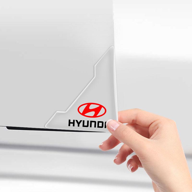 2Pcs Transparent Car Door Corner Cover Anti-Scratch Protection Sticker For Hyundai Logo IX35 Bayon Kona I30 ElantraSolaris Palisade