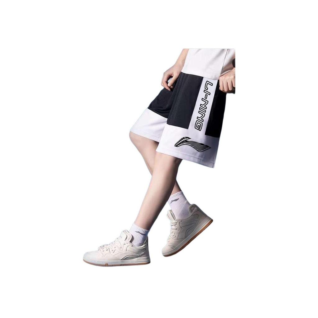Li Ning Basketball Series Sports Quick-Dry Breathable Casual Shorts Men shorts White YAPT017-1