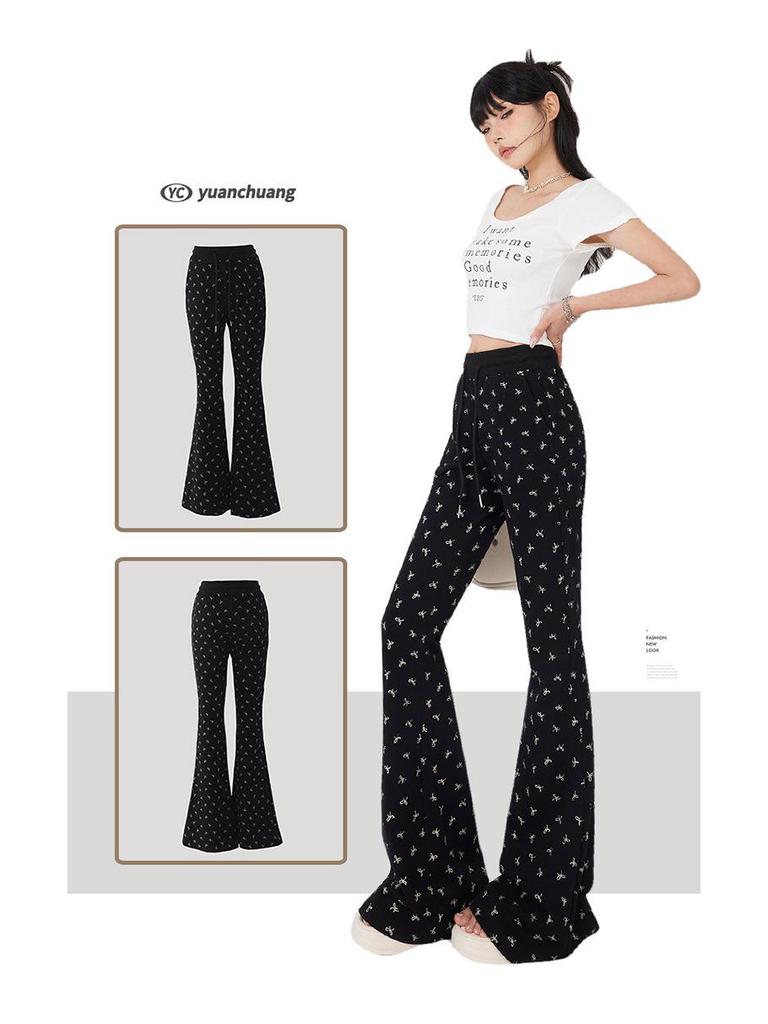 2024 Women's High-Waisted Bowknot Flared Casual Pants - New Summer Loose Slim Wide-Leg Style